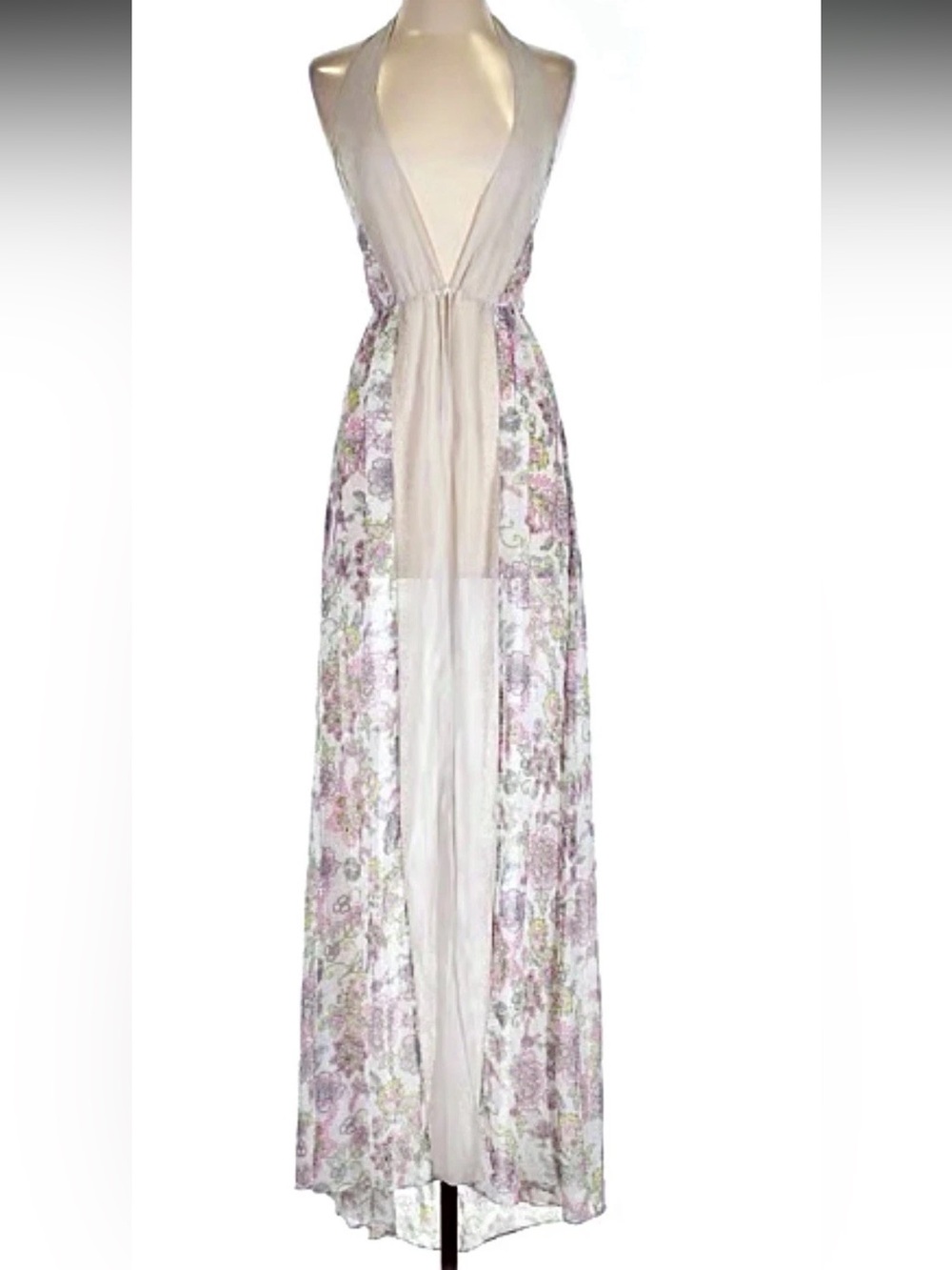 Victoria's Secret VTG 2000s Y2K Sheer Paisley Halter Maxi Gown Cover Up Sz S
